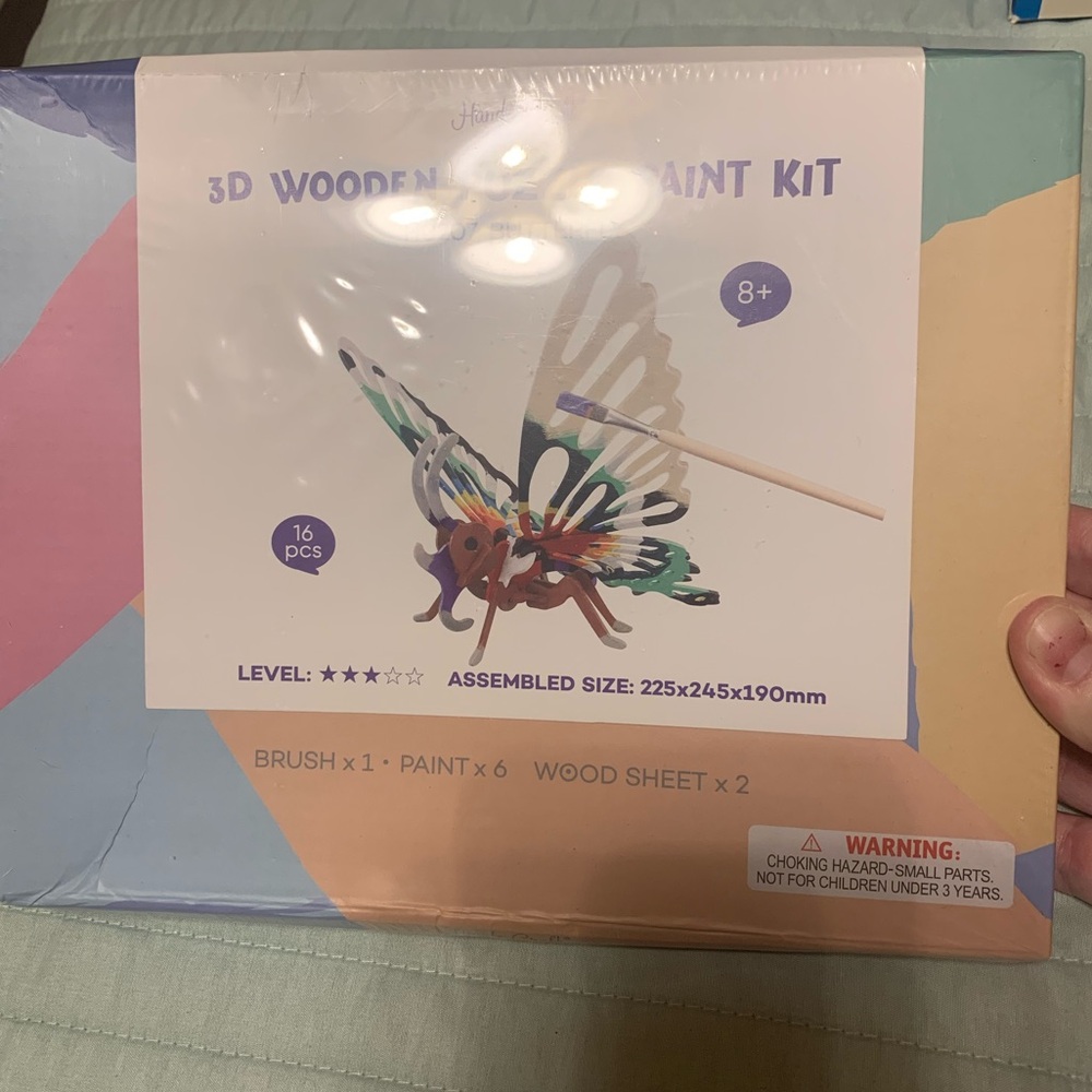 3D Wood paint set kit, butterfly, craft for kids and young adults NWT IN plastic